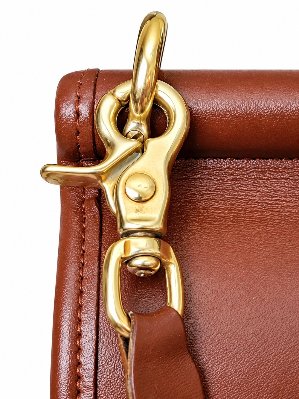 Vintage Coach British Tan Glove-tanned Leather Satchel Brass Hardware USA Made - Picture 3 of 15